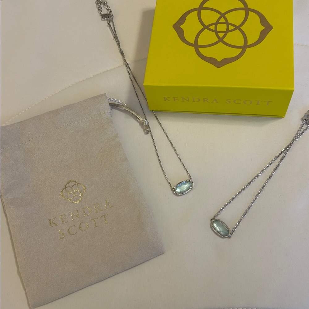 Kendra Scott Elisa Iridescent Light Blue & Silver Necklace & Bracelet Set 💎